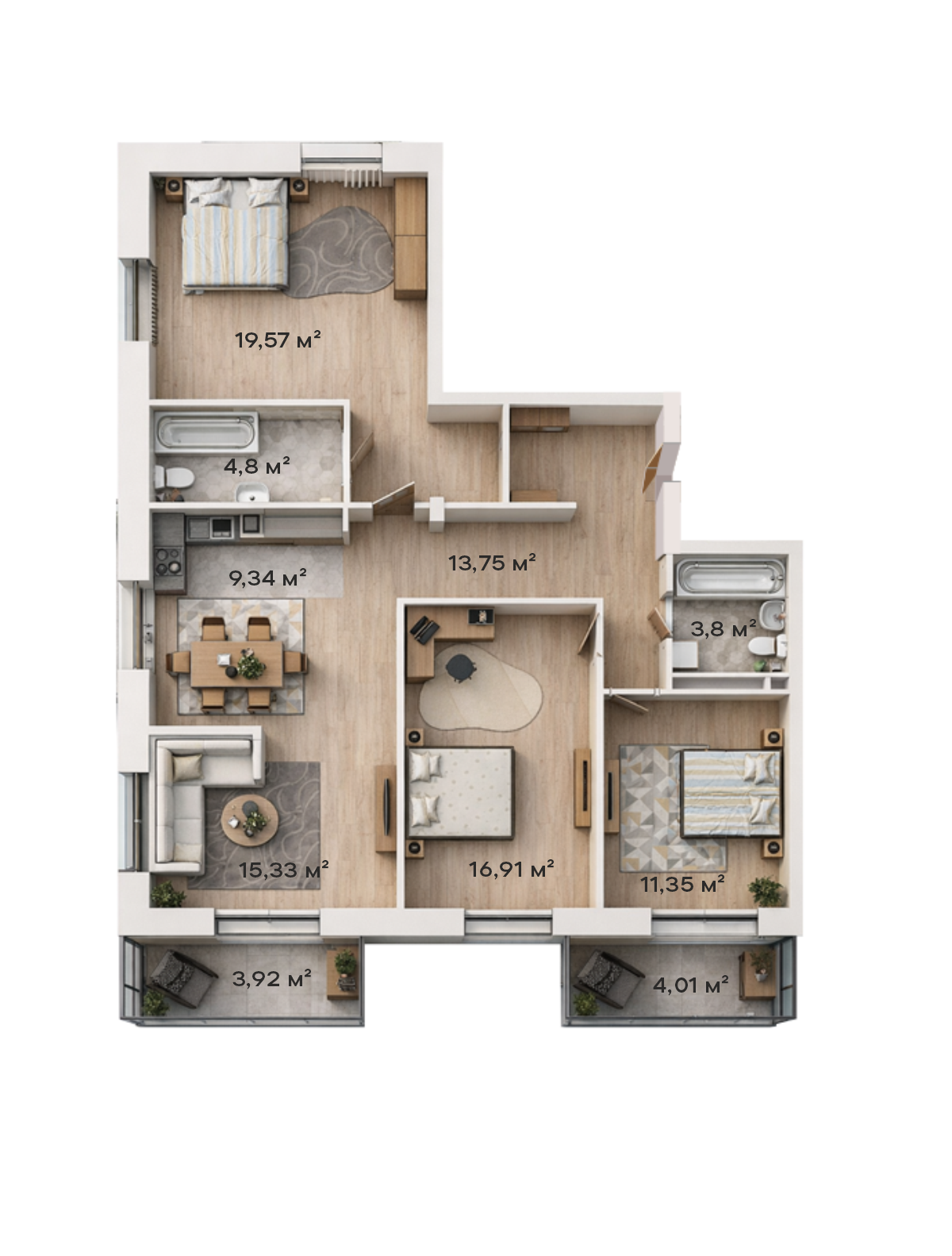 4-комнатная · 100,83 м²