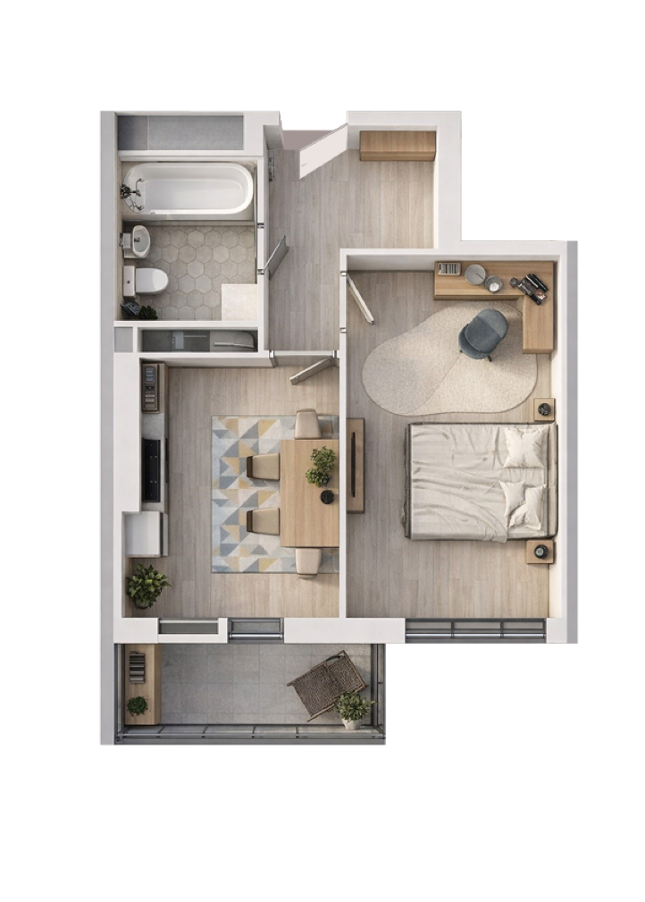 1-комнатная · 36,38 м²