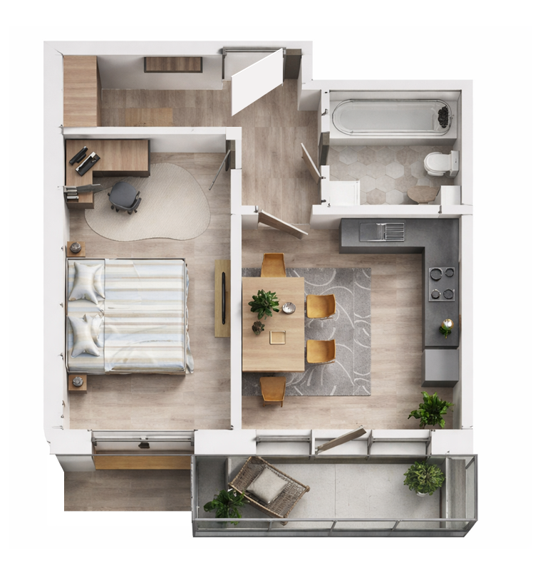 1-комнатная · 40,42 м²