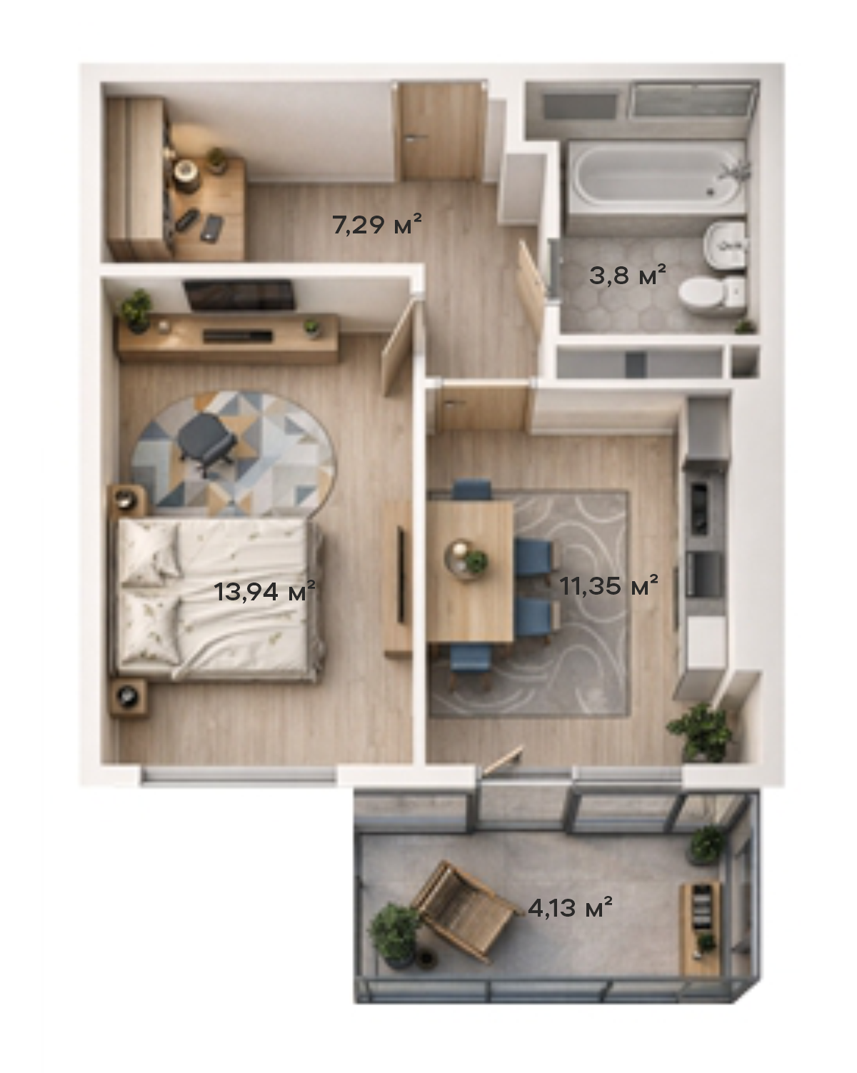 1-комнатная · 37,62 м²
