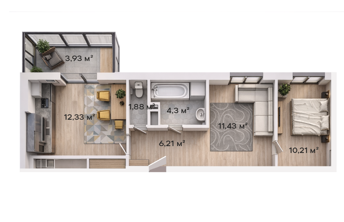 2-комнатная · 47,41 м²
