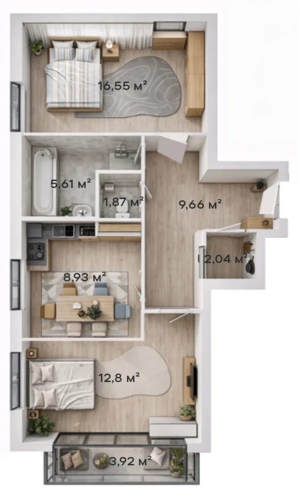 2-комнатная · 58,64 м²
