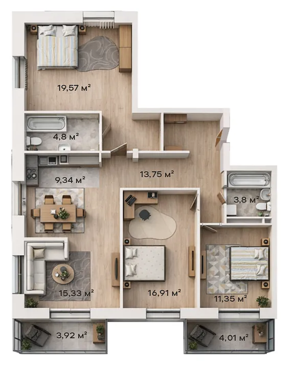 4-комнатная · 100,83 м²