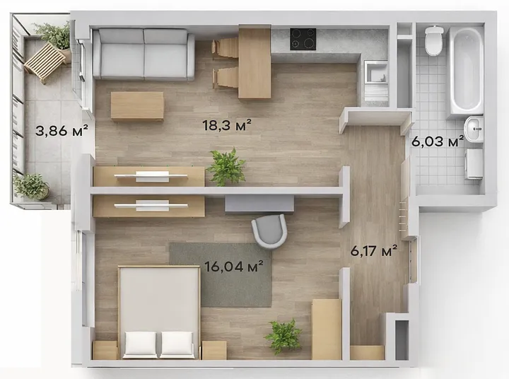 1-комнатная · 47,70 м²