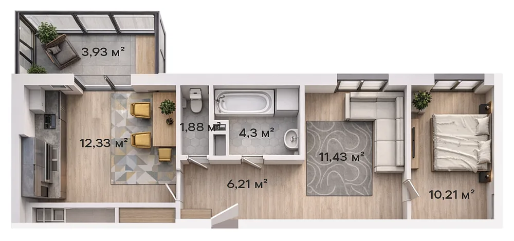 2-комнатная · 47,41 м²
