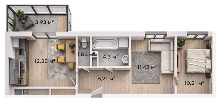 2-комнатная · 47,41 м²