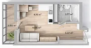Планировка Студия 22,49 м²