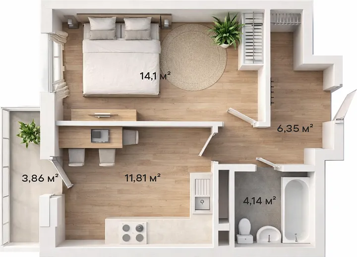 1-комнатная · 37,56 м²