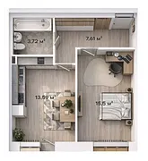Планировка 1-комнатная 40,42 м²