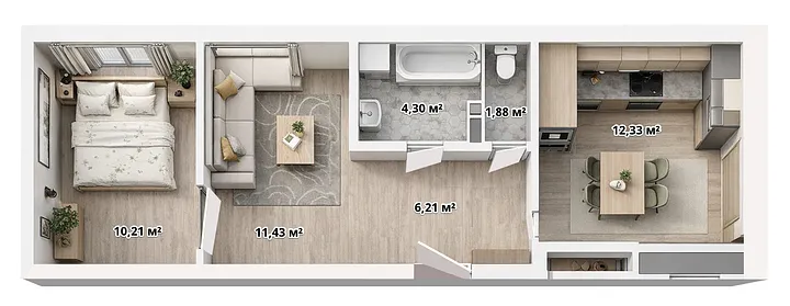 2-комнатная · 46,36 м²