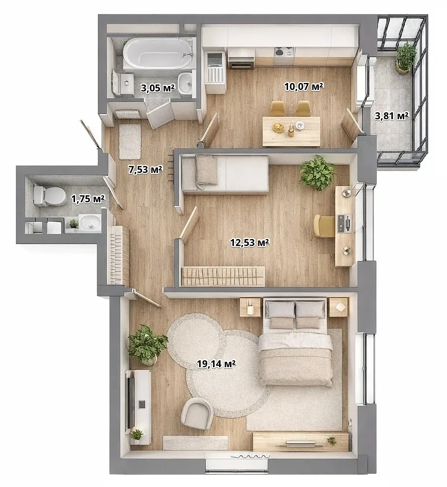 2-комнатная · 55,20 м²