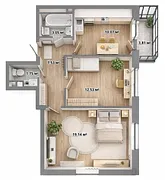 Планировка 2-комнатная 55,20 м²