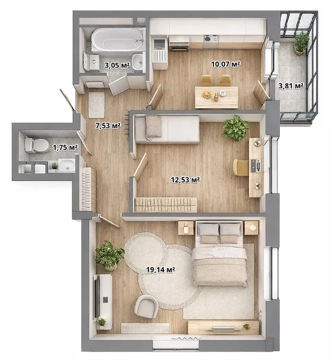 2-комнатная · 55,20 м²